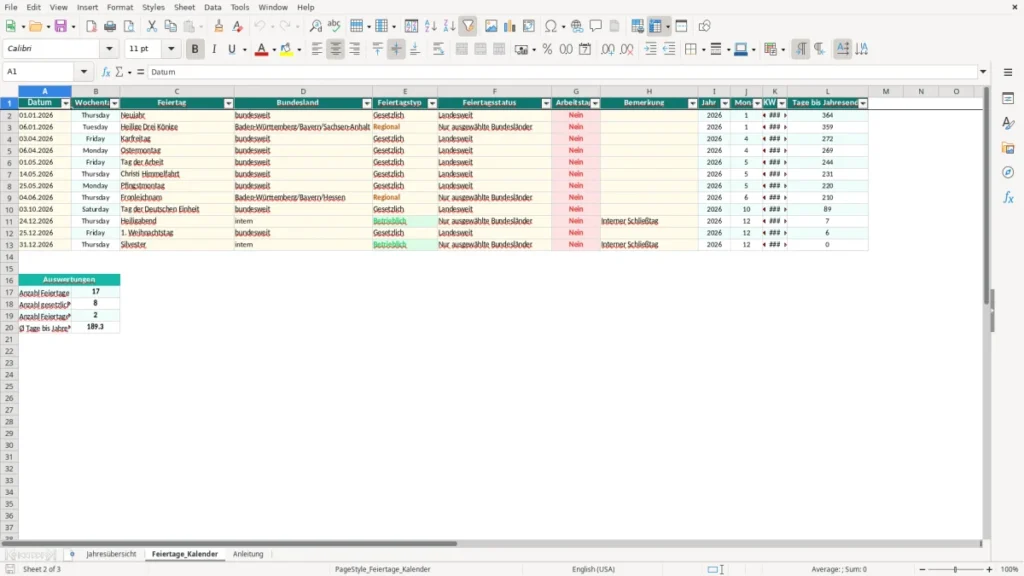 Feiertage_Kalender – Feiertage Kalender Excel – Vorlage (2026)