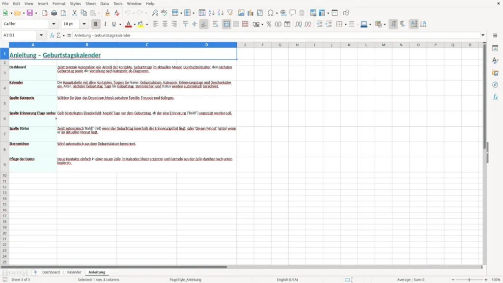 Anleitung – Geburtstagskalender Excel – Kostenlose Vorlage (2026)