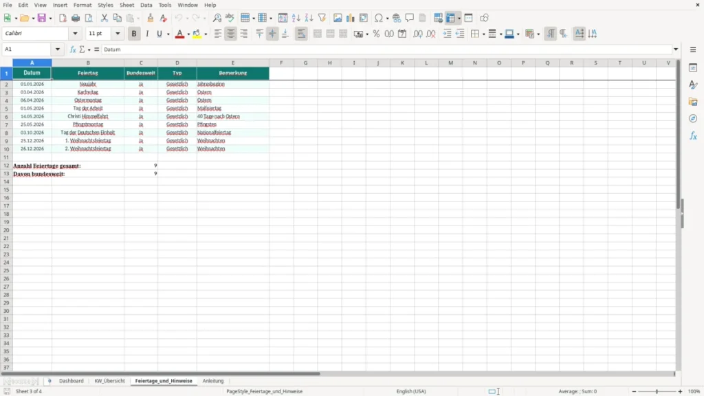 Feiertage_und_Hinweise – Kalenderwochen Übersicht Excel Vorlage (2026)