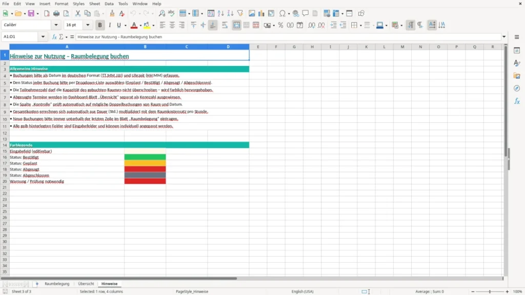 Hinweise – Raumbelegung Excel – Kostenlose Vorlage (2026)