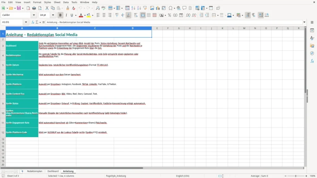 Anleitung – Redaktionsplan Excel – Kostenlose Vorlage (2026)