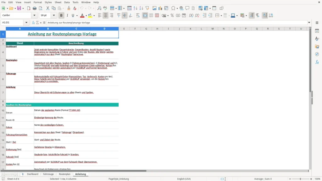Anleitung – Routenplanung Excel – Kostenlose Vorlage (2026)