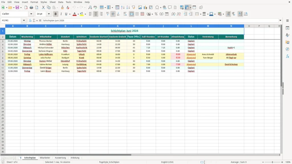 Schichtplan – Schichtplan Excel Vorlage (2026)