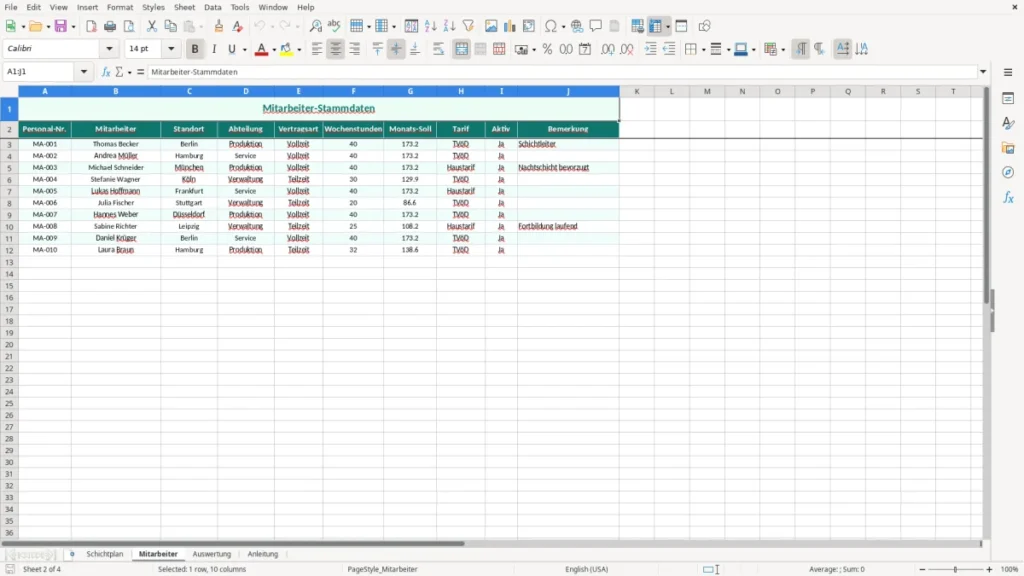 Mitarbeiter – Schichtplan Excel Vorlage (2026)