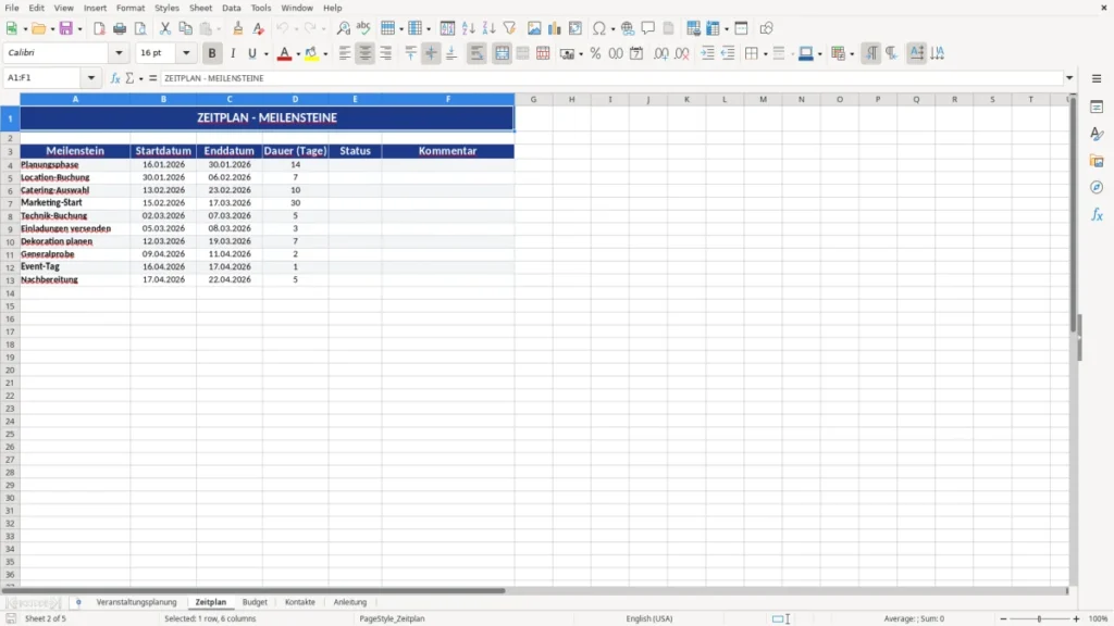 Zeitplan – Veranstaltung Planen Checkliste Excel – Vorlage