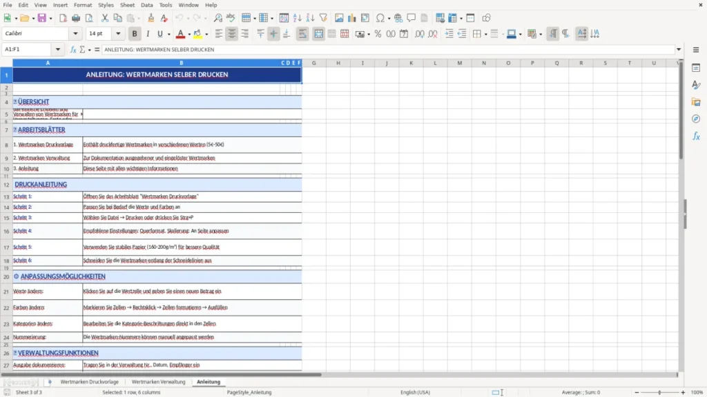 Anleitung – Wertmarken selber drucken – Excel Vorlage (A4)