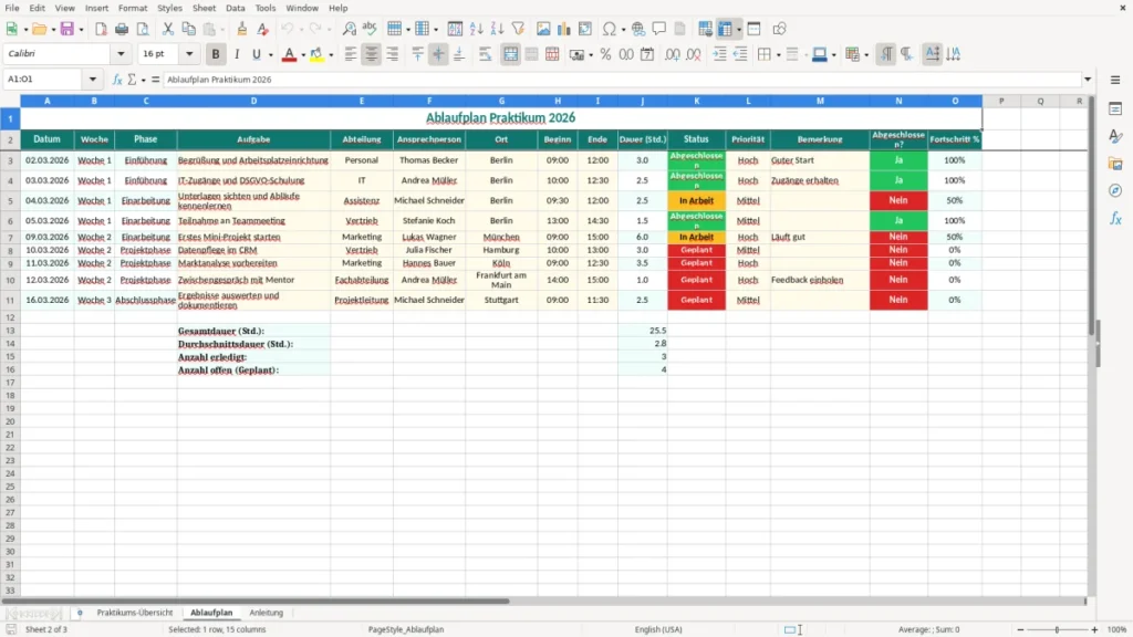 Ablaufplan – Ablaufplan Praktikum Excel – Kostenlose Vorlage (2026)