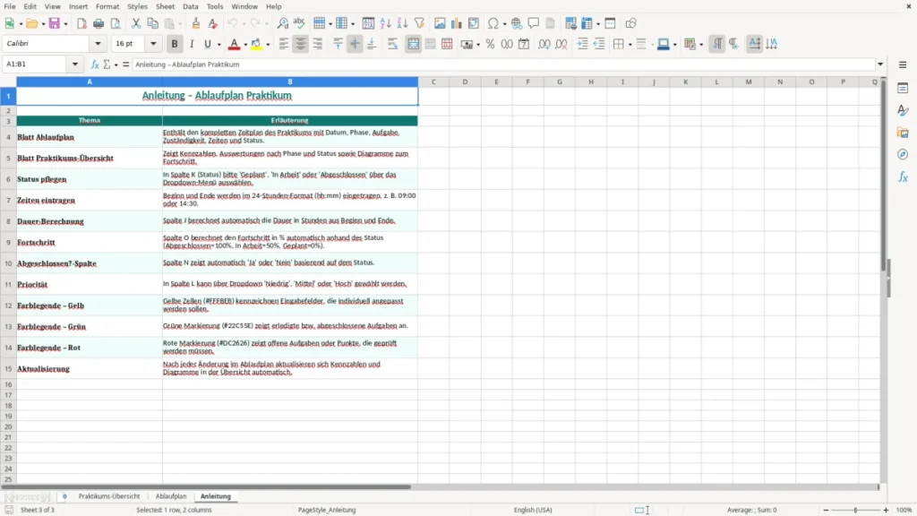 Anleitung – Ablaufplan Praktikum Excel – Kostenlose Vorlage (2026)