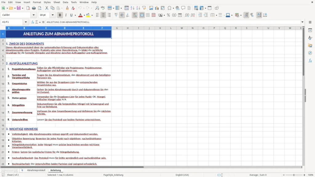 Anleitung – Abnahmeprotokoll Vorlage Excel: rechtssicher & klar