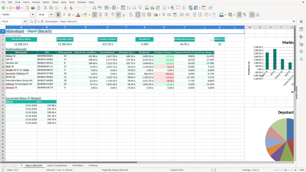 Depot_Übersicht – Aktiendepot Excel Vorlage (2026)