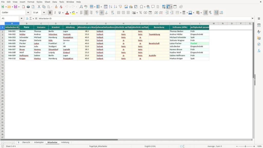 Mitarbeiter – Arbeitsplan Excel Vorlage (2026)