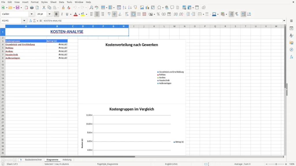 Diagramme – Baukosten Excel-Vorlage kostenlos | DIN 276, 2026