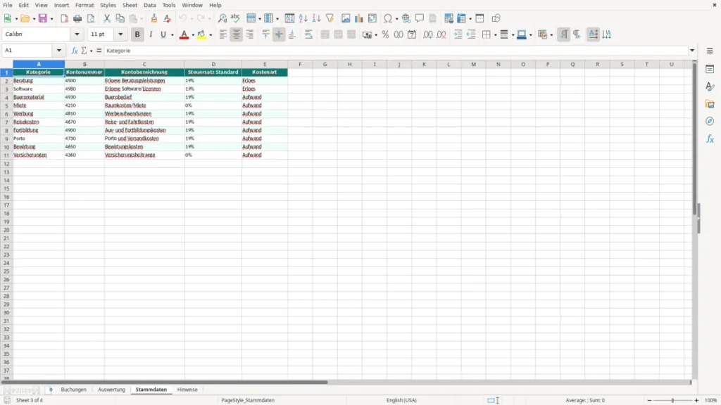 Stammdaten – Buchhaltung Excel Vorlage – Kostenlose Vorlage (2026)