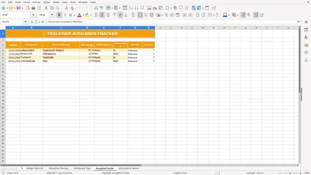 Ausgaben-Tracker – Budget Vorlage Excel kostenlos – Privatfinanzen im Blick