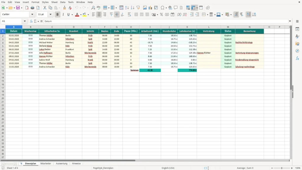 Dienstplan – Dienstplan Excel Vorlage (2026)