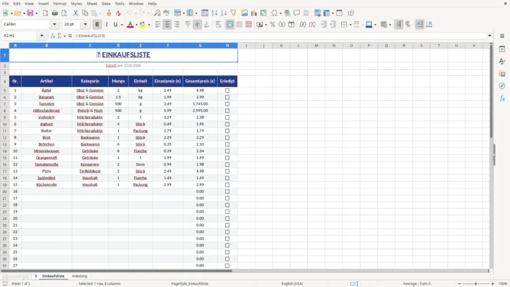 Einkaufsliste – Einkaufsliste Vorlage Excel – smart planen & sparen