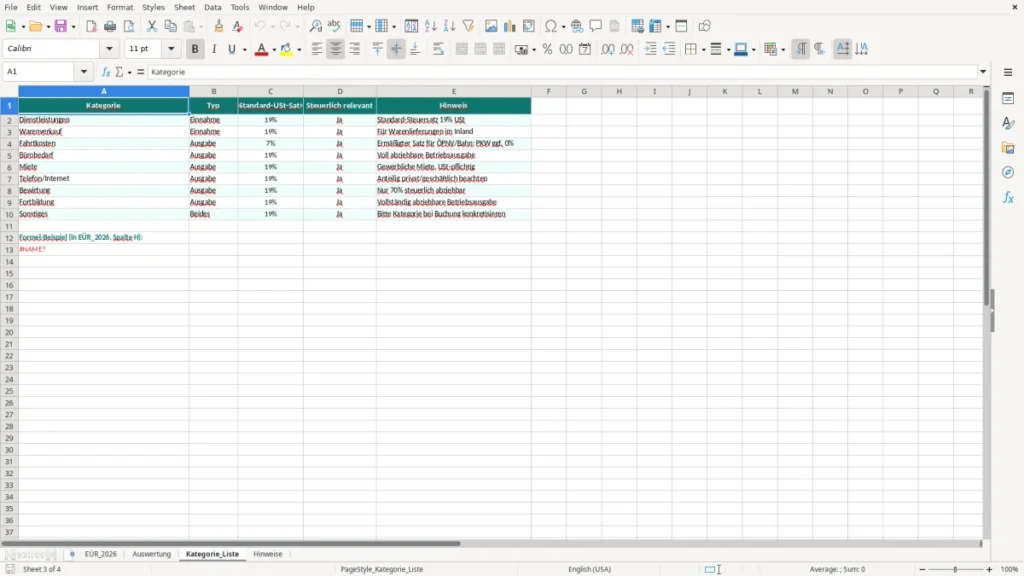 Kategorie_Liste – EÜR Vorlage Excel – Kostenlose Vorlage (2026)