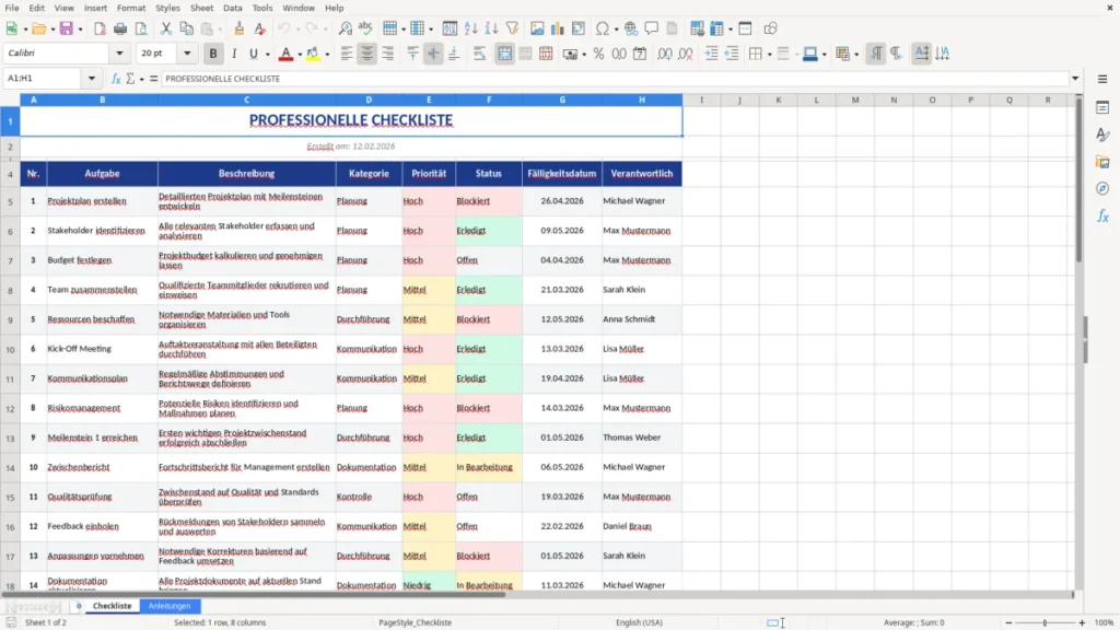 Checkliste – Excel Checkliste Vorlage – smart, klar, einsatzbereit