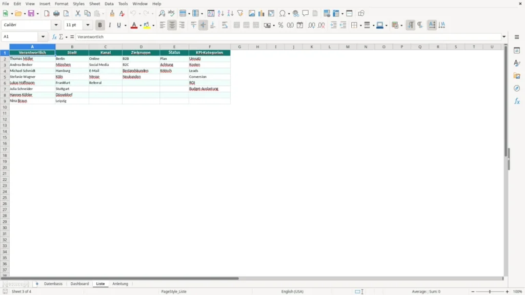 Liste – Dashboard Excel Vorlage – Kostenlose Vorlage (2026)