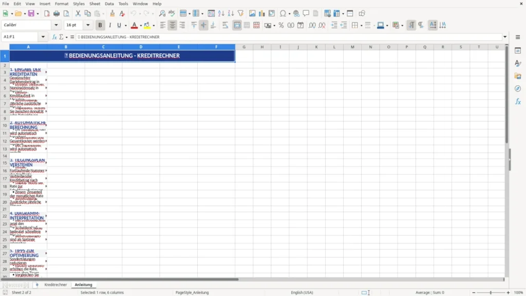 Anleitung – Excel Kreditrechner – Tilgungsplan & Zinsen im Blick