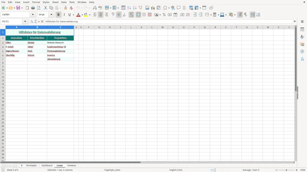 Listen – Terminplan Excel – Kostenlose Vorlage (2026)