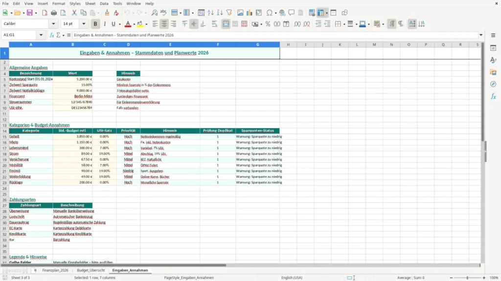 Eingaben_Annahmen – Finanzplan Excel – Kostenlose Vorlage (2026)