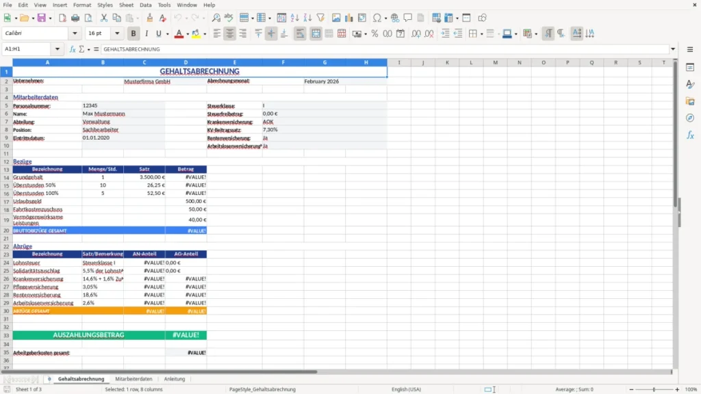 Gehaltsabrechnung – Gehaltsabrechnung Excel Vorlage – sicher & schnell