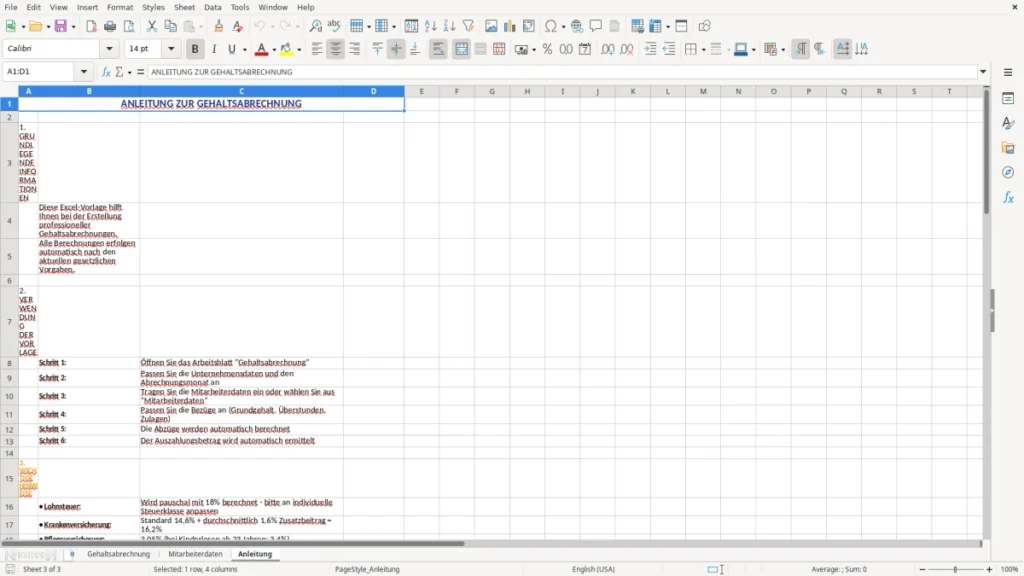 Anleitung – Gehaltsabrechnung Excel Vorlage – sicher & schnell