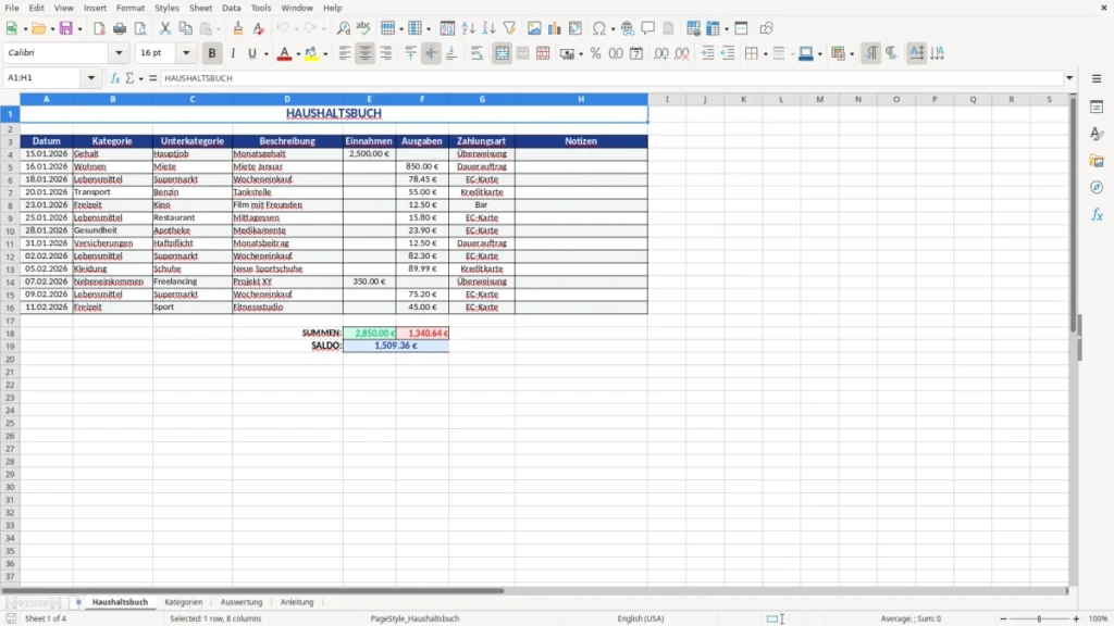 Haushaltsbuch – Haushaltsbuch Excel Vorlage – Finanzen im Griff