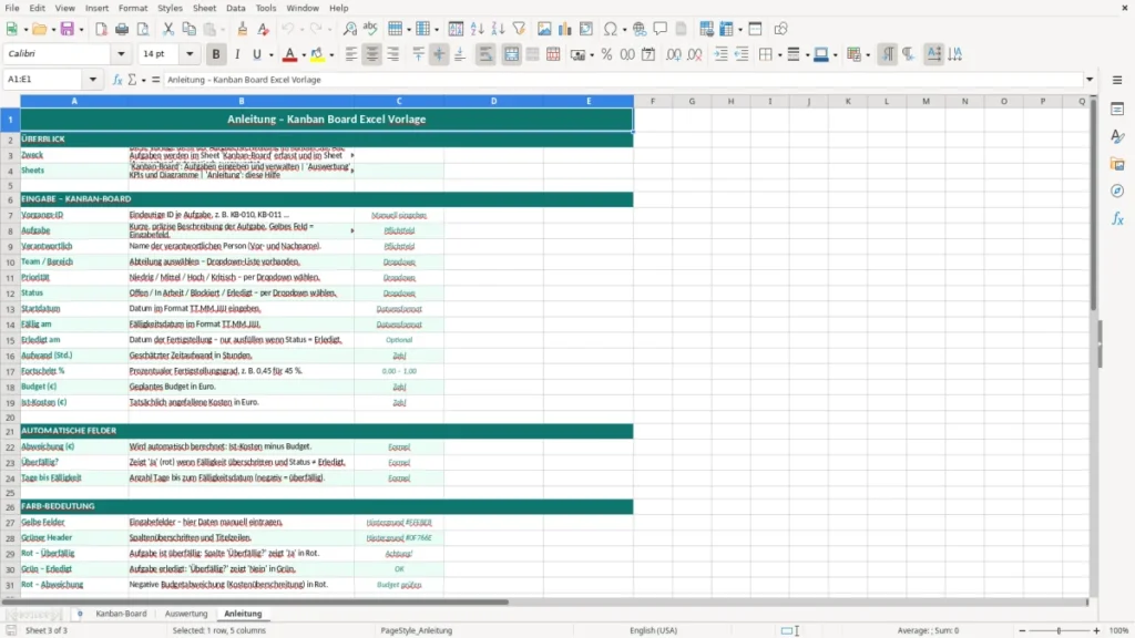 Anleitung – Kanban Board Excel Vorlage Kostenlos (2026)
