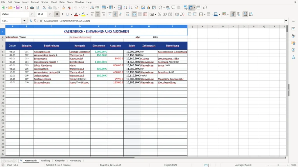 Kassenbuch – Kassenbuch Excel Vorlage – GoBD-orientiert & smart