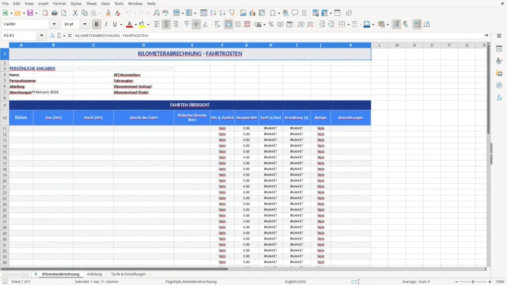 Kilometerabrechnung – KM-Geld Abrechnung: Excel Vorlage kostenlos