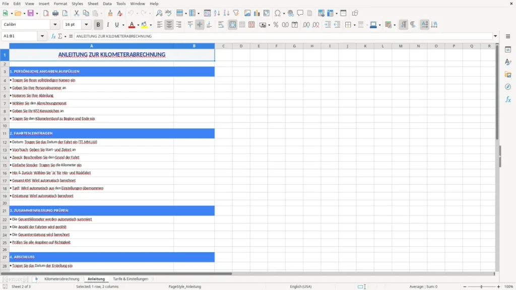 Anleitung – KM-Geld Abrechnung: Excel Vorlage kostenlos