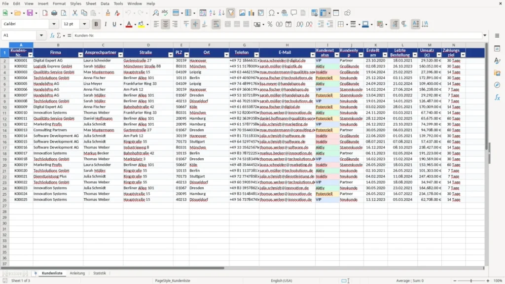 Kundenliste – Kundenliste Excel Vorlage – übersichtlich & praxisnah