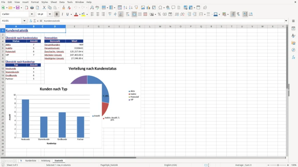 Statistik – Kundenliste Excel Vorlage – übersichtlich & praxisnah