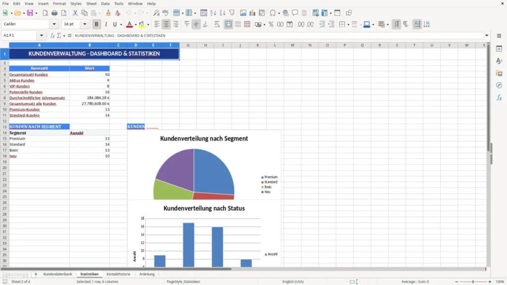Statistiken – Kundenverwaltung in Excel: Profi-Vorlage mit CRM-Funktionen