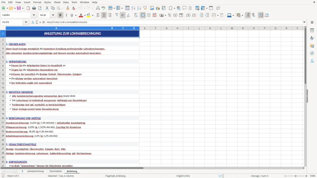 Anleitung – Lohnabrechnung erstellen kostenlos – Excel Vorlage