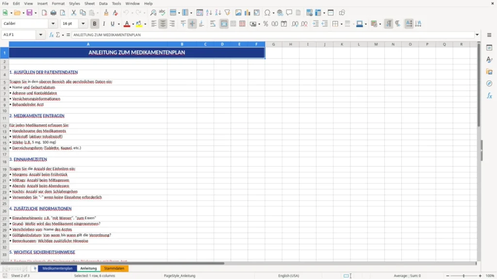 Anleitung – Medikamentenplan Excel Vorlage – sicher & übersichtlich