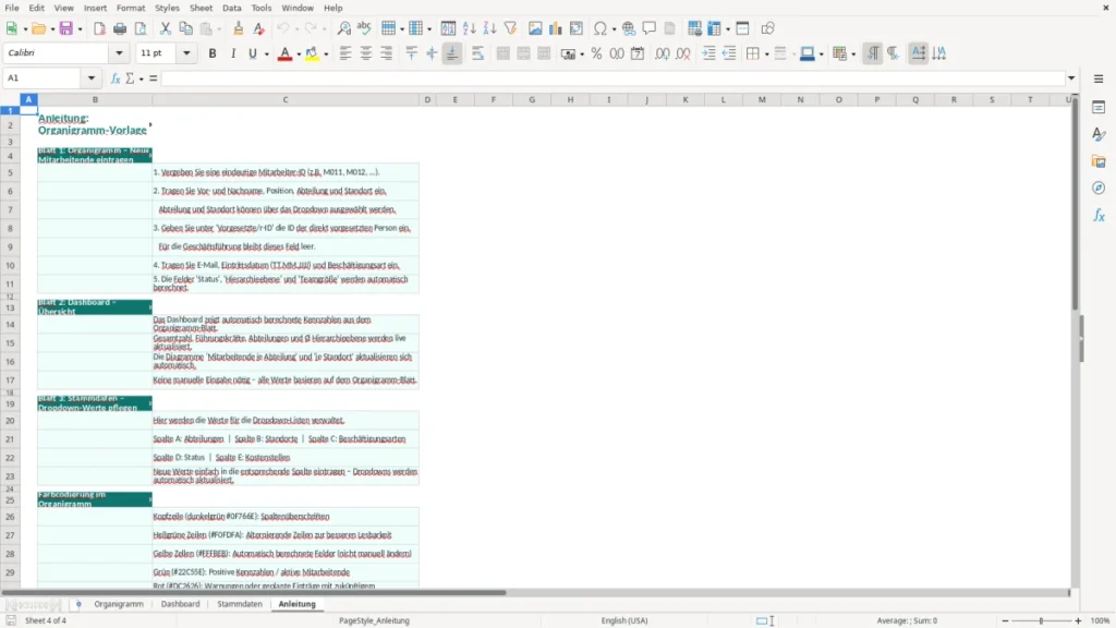 Anleitung – Organigramm Excel Vorlage (2026)