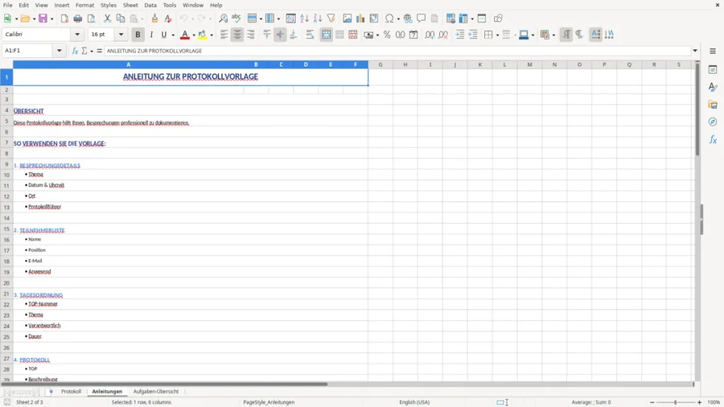 Anleitungen – Protokoll Vorlage Excel – Meetings sauber dokumentieren