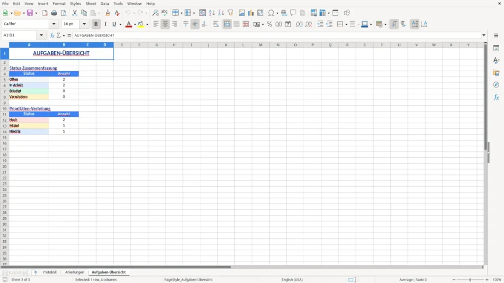 Aufgaben-Übersicht – Protokoll Vorlage Excel – Meetings sauber dokumentieren