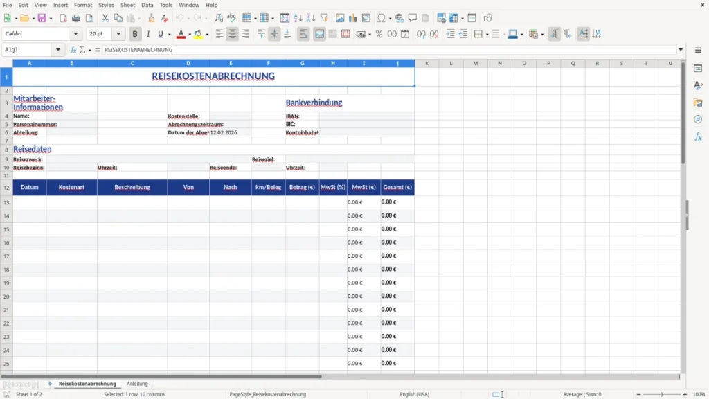 Reisekostenabrechnung – Reisekostenabrechnung Vorlage Excel – schnell & sicher