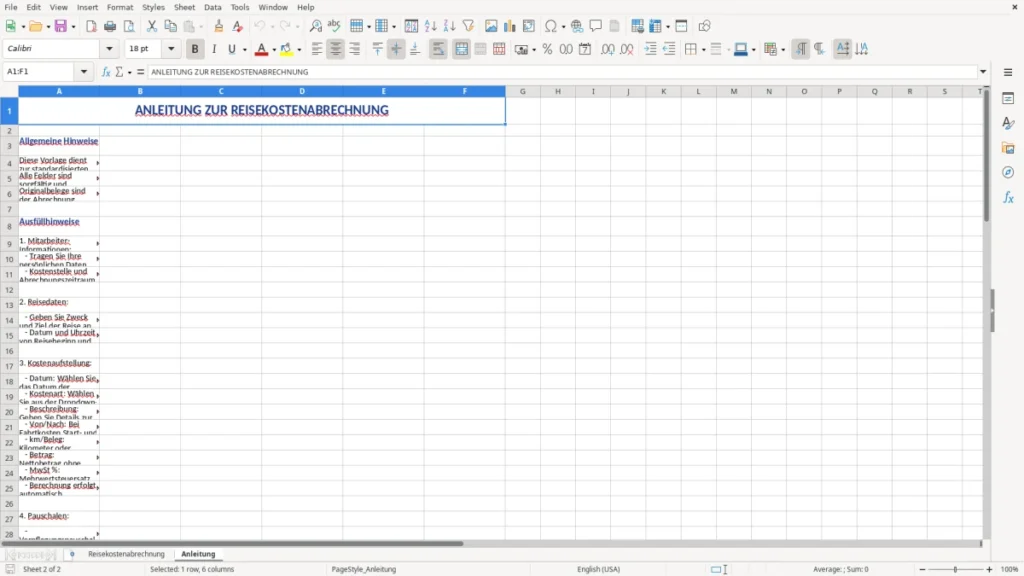 Anleitung – Reisekostenabrechnung Vorlage Excel – schnell & sicher