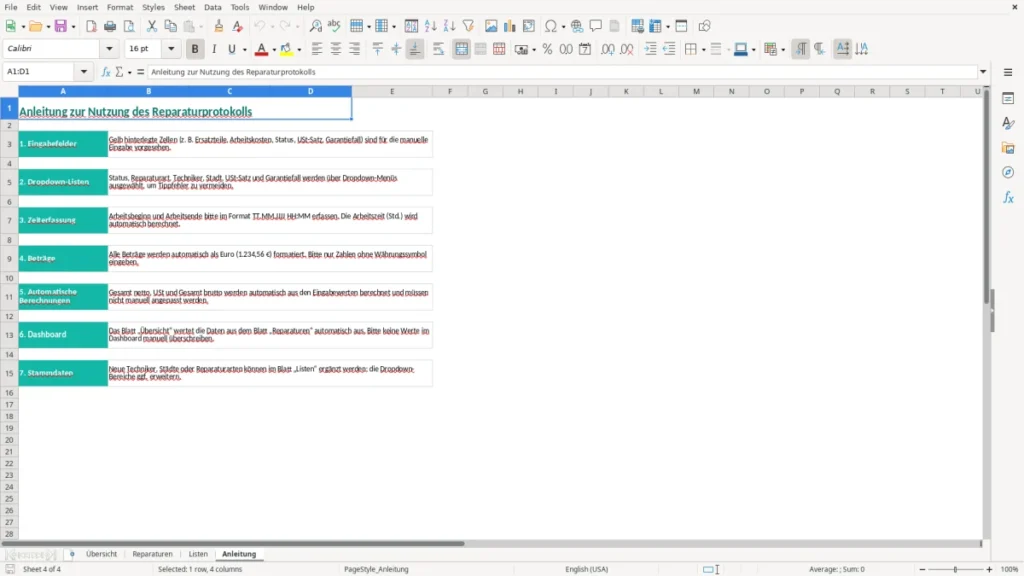 Anleitung – Reparaturprotokoll Excel Vorlage (2026)