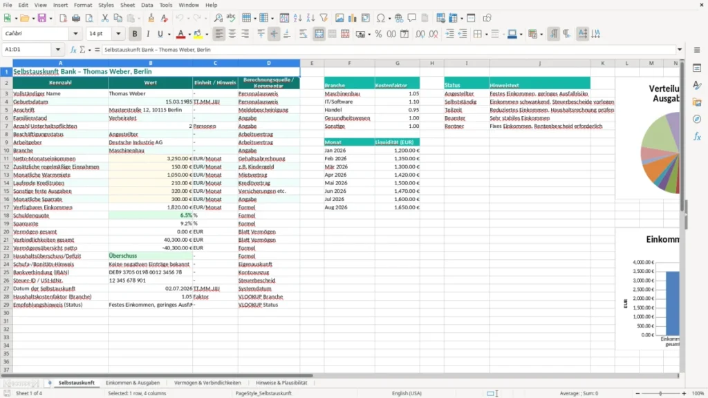 Selbstauskunft – Selbstauskunft Bank Excel Vorlage (2026)