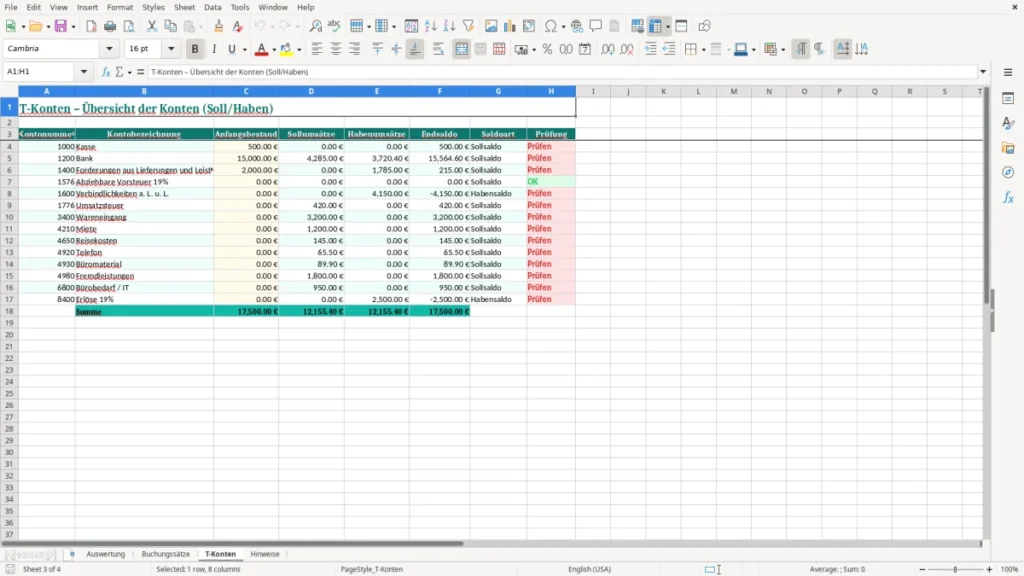 T-Konten – T-Konten Excel – Vorlage (2026)