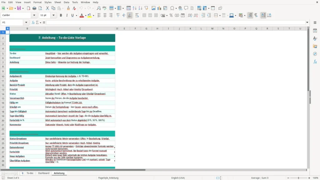 Anleitung – To Do Liste Excel – Vorlage (2026)