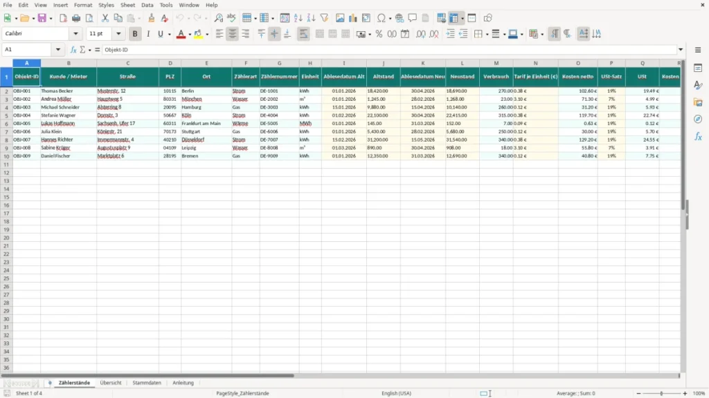 Zählerstände – Zählerstände Excel-Vorlage Kostenlos (2026)