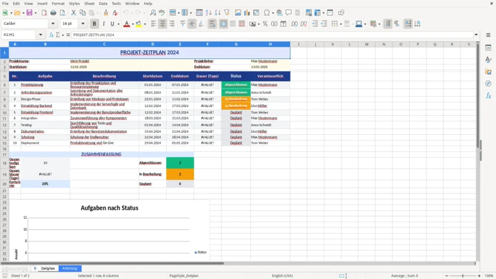 Zeitplan – Zeitplan Excel Vorlage – Projekttermine im Griff