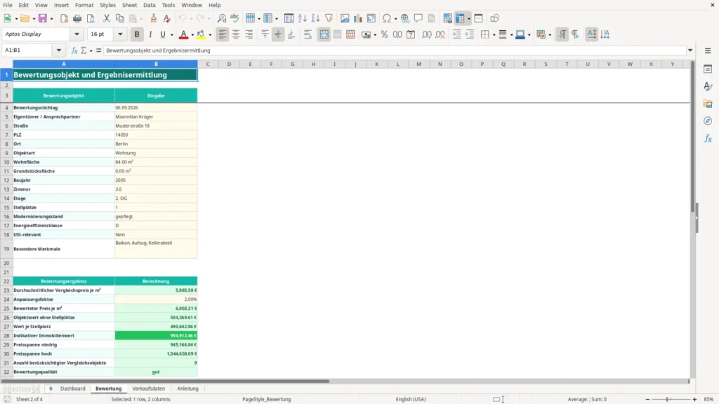 Bewertung – Excel Vorlage für Immobilienbewertung – Kostenlos (2026)
